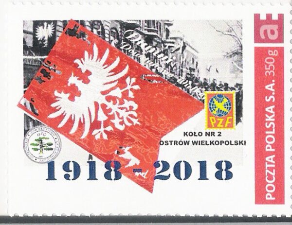 Znaczki okolicznościowe związane ze 100-leciami: odzyskania przez Polskę niepodległości i Powstania Wielkopolskiego